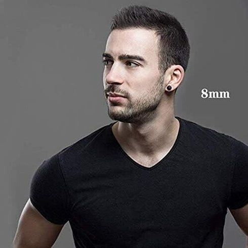 2 Pairs Of 316L Surgical Steel Punk Black & Silver Men Women Barbell Earrings